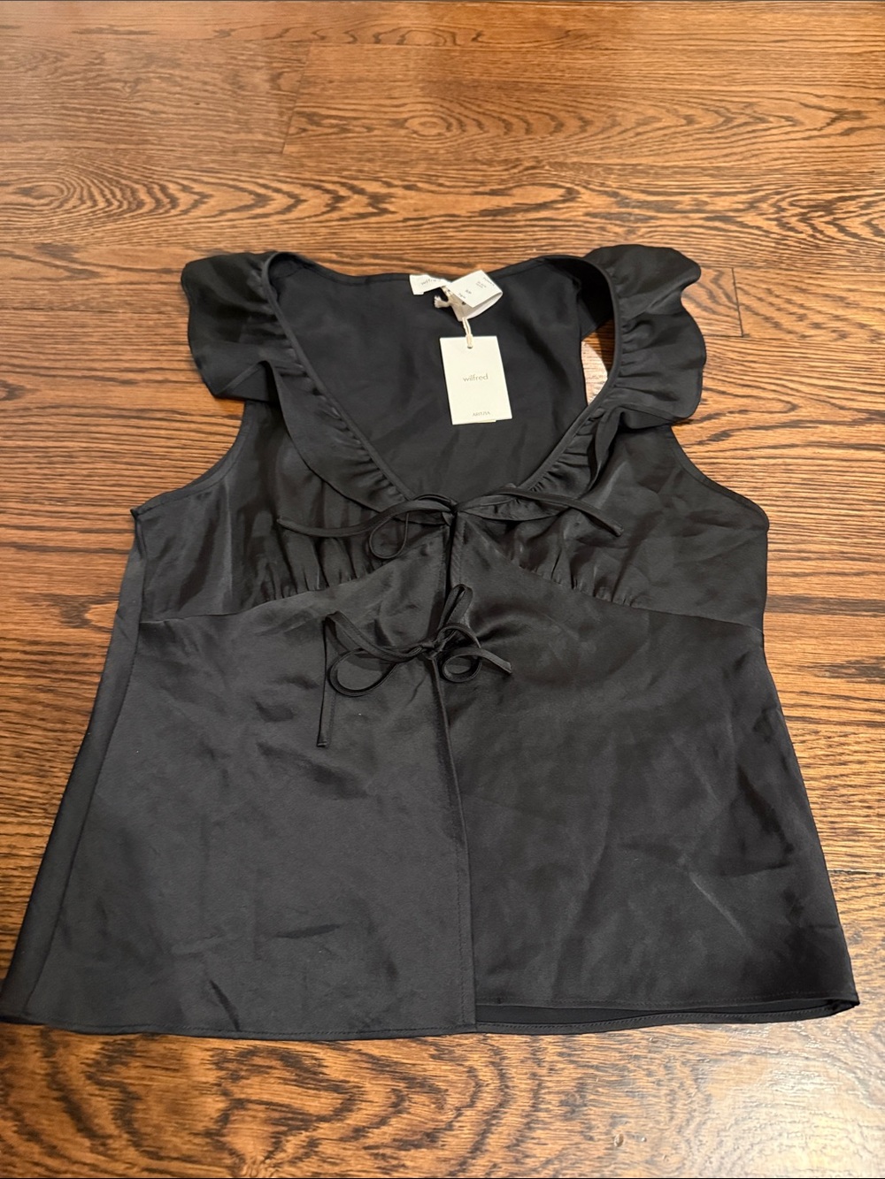 Wilfred Black Ruffled Tie-Front Camisole